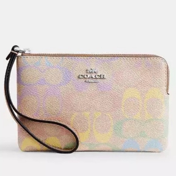 Coach Handbags - Coach Pastel Logo Wristlet in Pink, Yellow, Blue and Mint